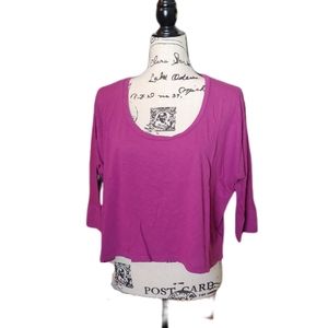 Splendid magenta 3/4 sleeve crop top EUC